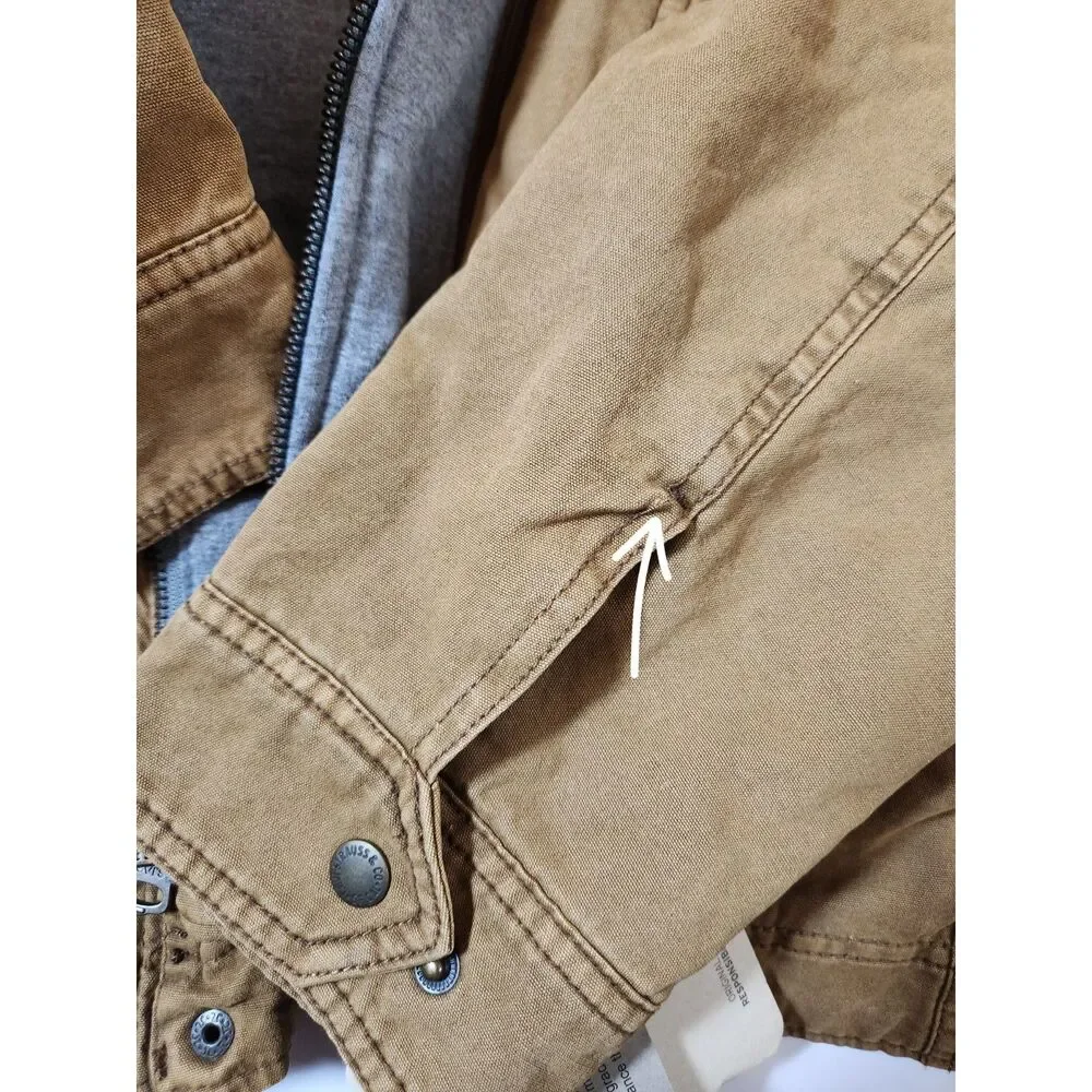 Levi's Washed Cotton Hooded Military Jacket – Men's Size Large Brown **read